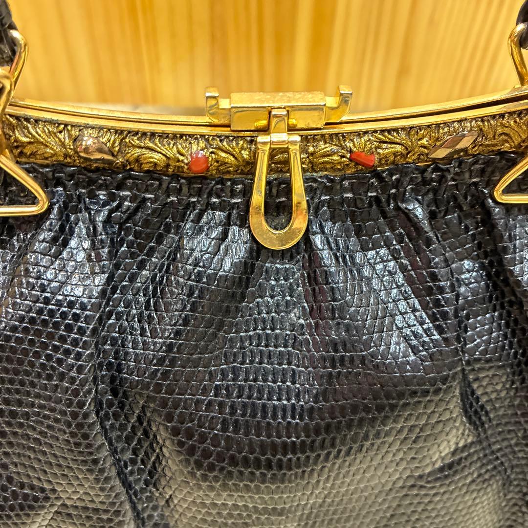 黒 リザード バッグ 皇室御用達 濱野 ハマノ