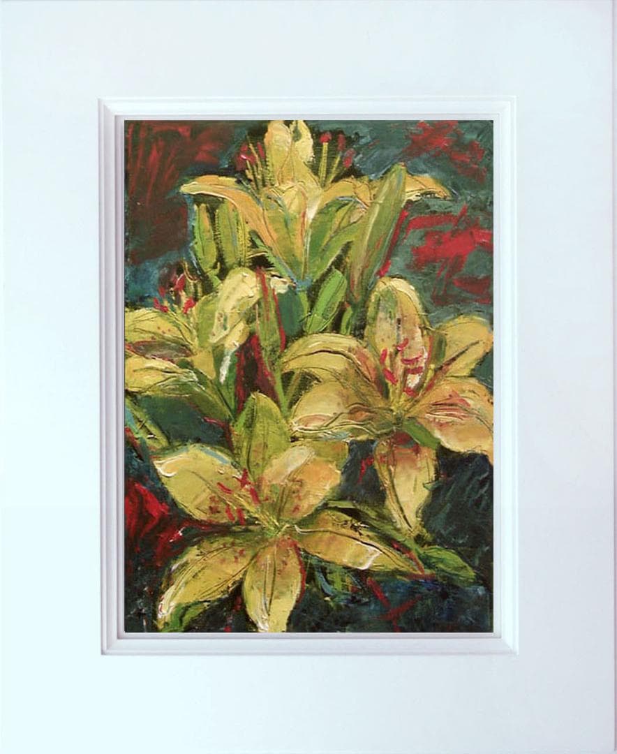 油絵 菅家令子 絵 絵画 インテリア 額付(白) uF6-112102 花 ゆり