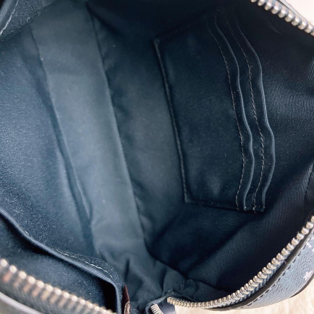 極美品☆COACHコーチ ショルダーカメラバッグ 雪の結晶 ネイビー レザー