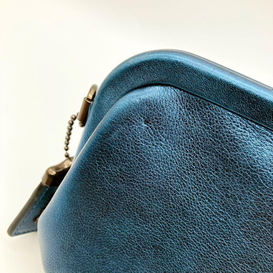 【レア】コーチ パース キスロック 水原希子 スターリべット メタルブルー