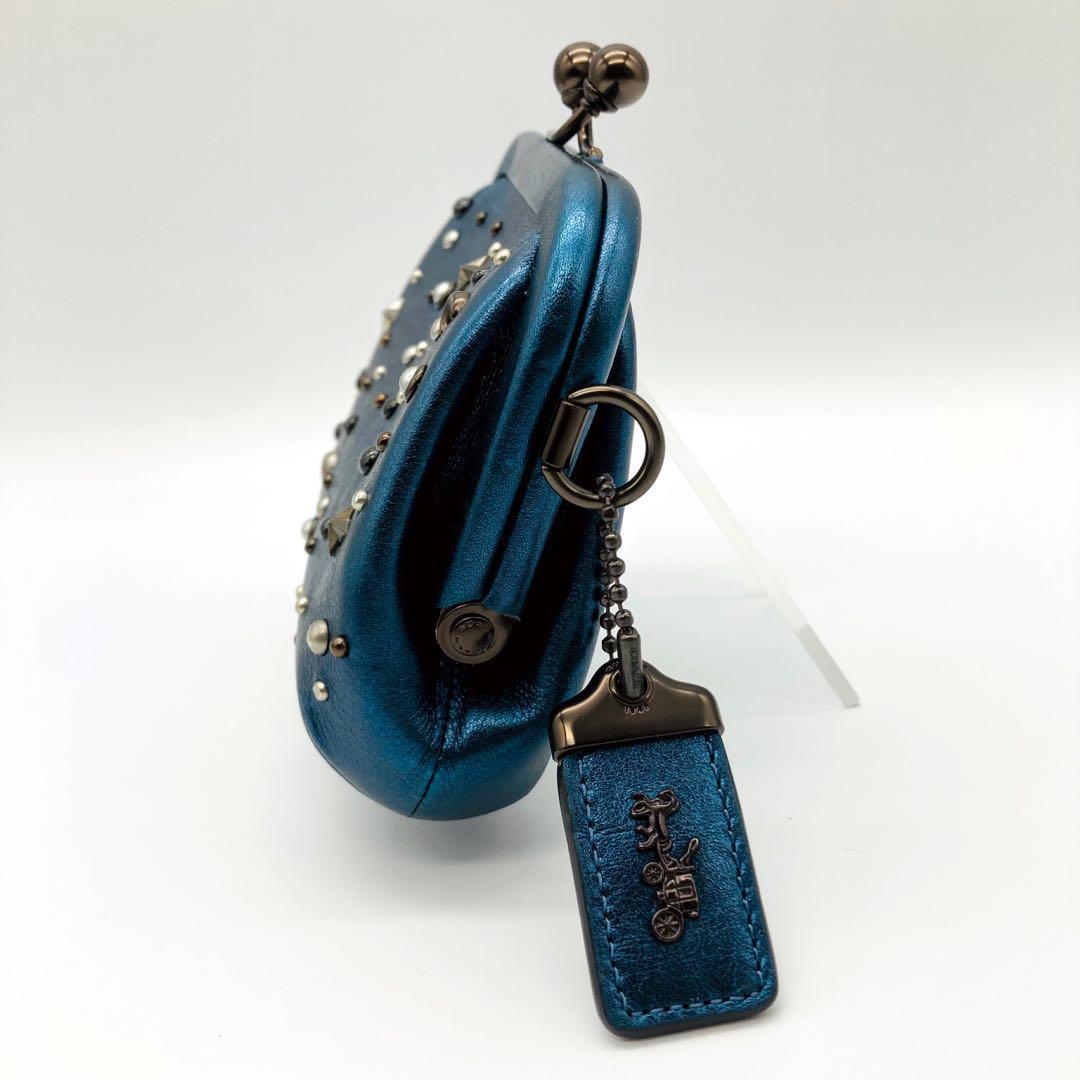 【レア】コーチ パース キスロック 水原希子 スターリべット メタルブルー