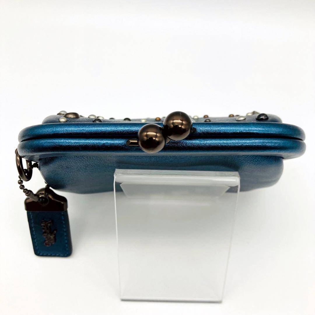 【レア】コーチ パース キスロック 水原希子 スターリべット メタルブルー