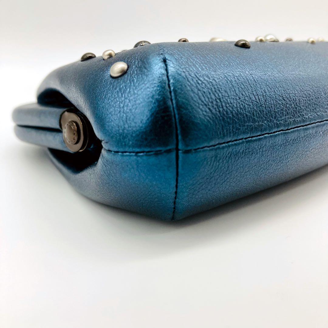 【レア】コーチ パース キスロック 水原希子 スターリべット メタルブルー