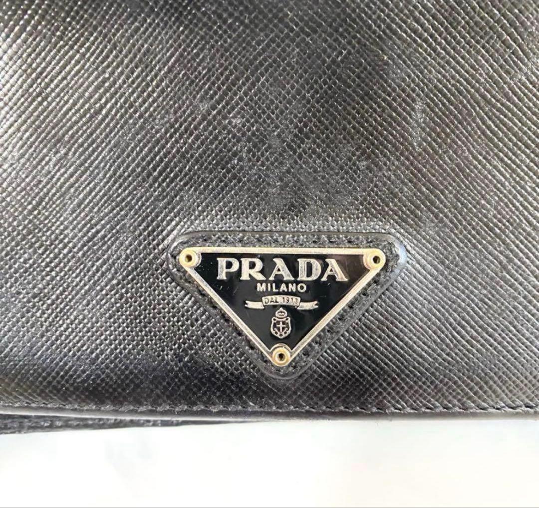 PRADA プラダ　サフィアーノ　レザー 二つ折り財布 ブラック