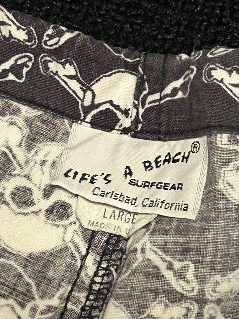 80’s当時物LIFE’S A BEACH パンクスカル柄ショーツ Lサイズ