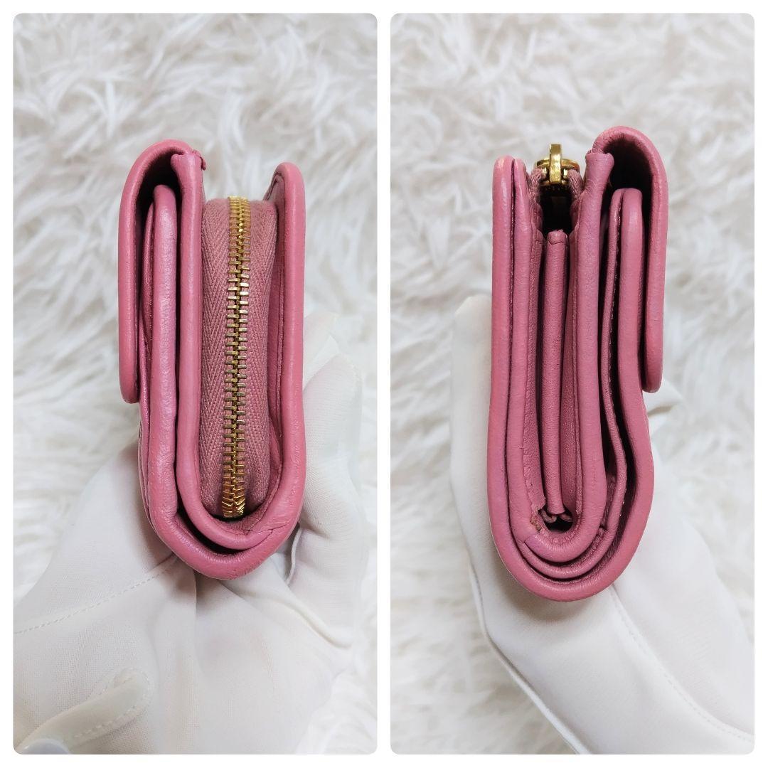 レア美品✨ミュウミュウ◇RFIDミディアムコンパクト二つ折り財布　ピオニーピンク