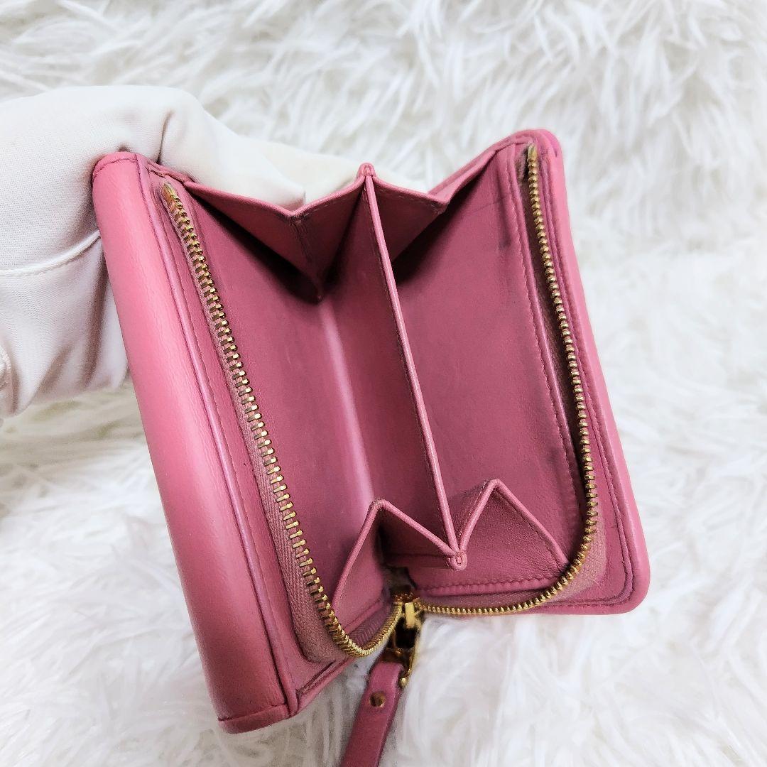 レア美品✨ミュウミュウ◇RFIDミディアムコンパクト二つ折り財布　ピオニーピンク