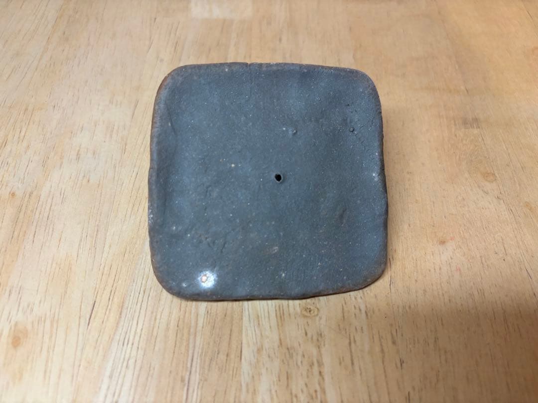 ㊱備前焼 宝瓶 登り窯 白梅 梅 手びねり 4角 急須