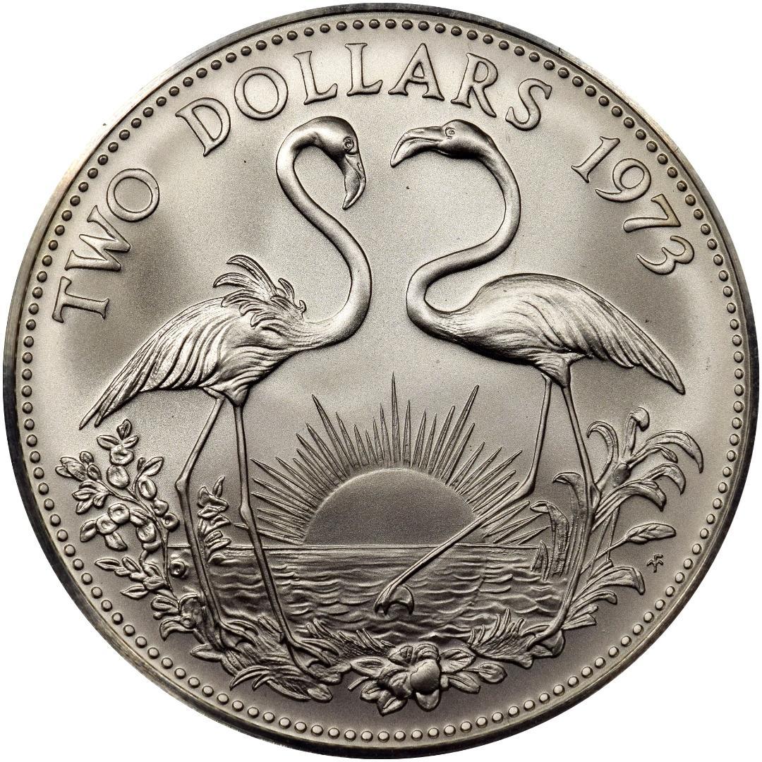 ★★Akina-(^_-)O★★　1971年バハマ2ドル記念銀貨★MS68