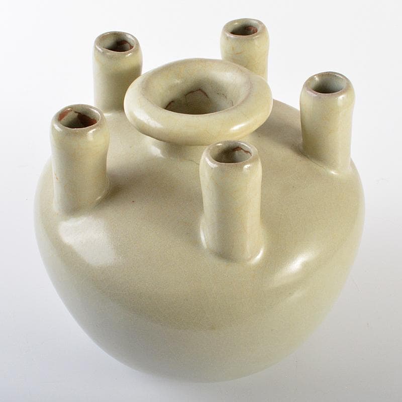 中国　天龍寺青磁　多口瓶　V　R6323B