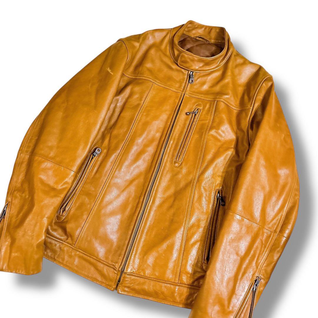 【希少・旧タグ】オールドユニクロ　シングルライダース　牛革　中綿　サイズM