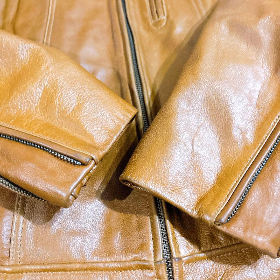 【希少・旧タグ】オールドユニクロ　シングルライダース　牛革　中綿　サイズM