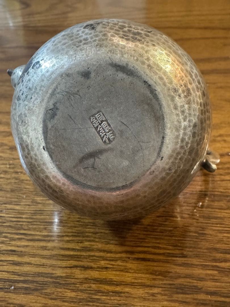 時代物 銅銀作 在銘 急須 茶道具 茶器 茶壺 茶壷 書道具 水滴 水孟