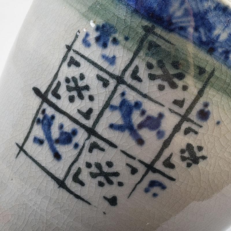 茶道具　瀬戸焼　染付　四方口　水指　時代箱　C　9046