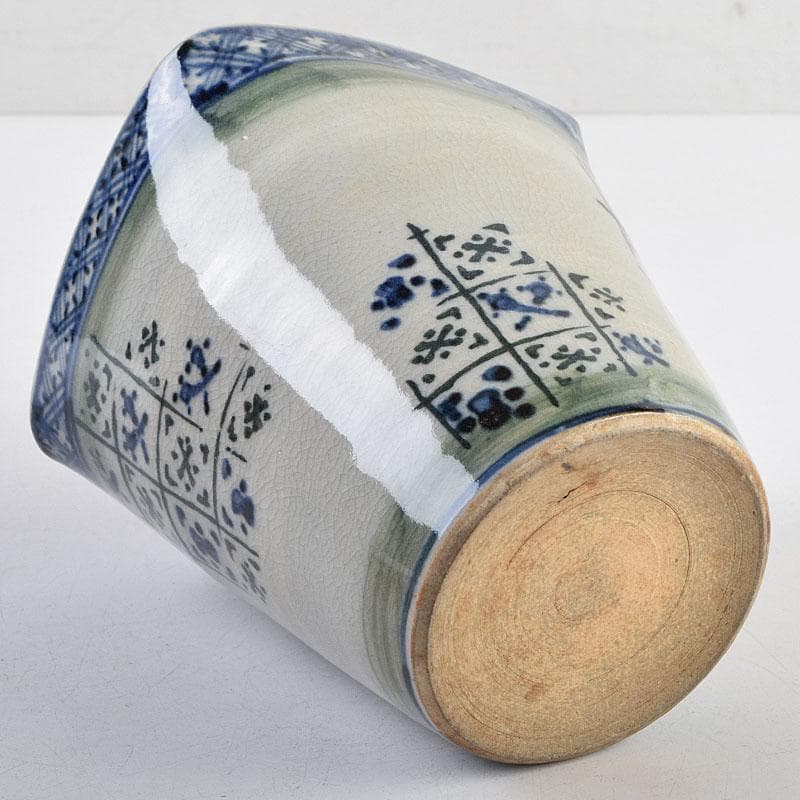 茶道具　瀬戸焼　染付　四方口　水指　時代箱　C　9046