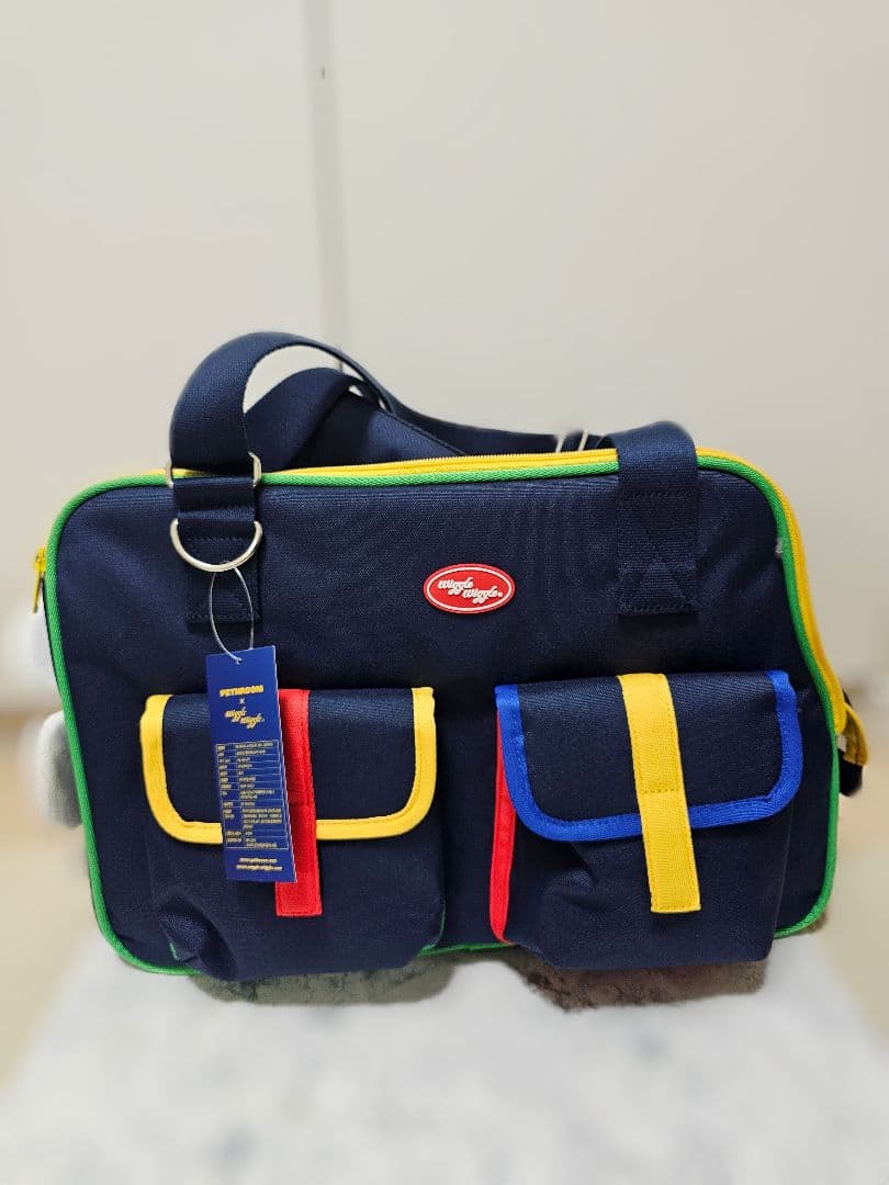 wiggle wiggle x pethroomコラボ 犬用 キャリーバッグ　紺