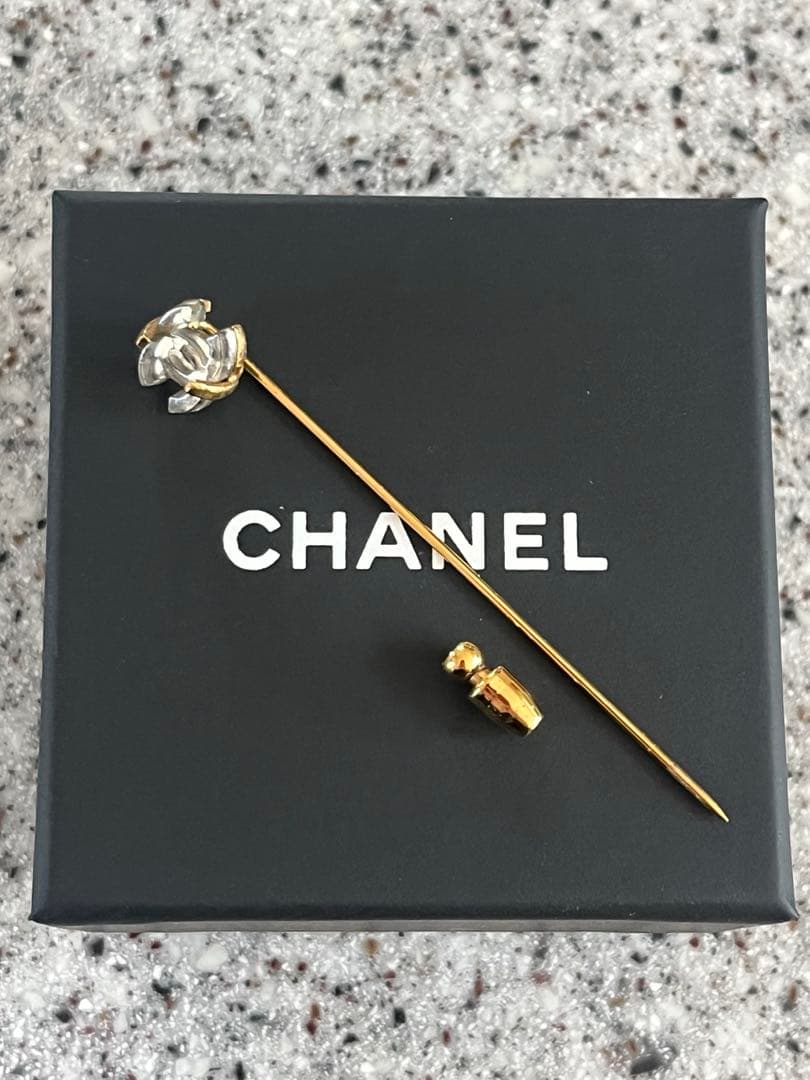 CHANEL シャネル　ピンブローチ　ココマーク　クリア　ビンテージ