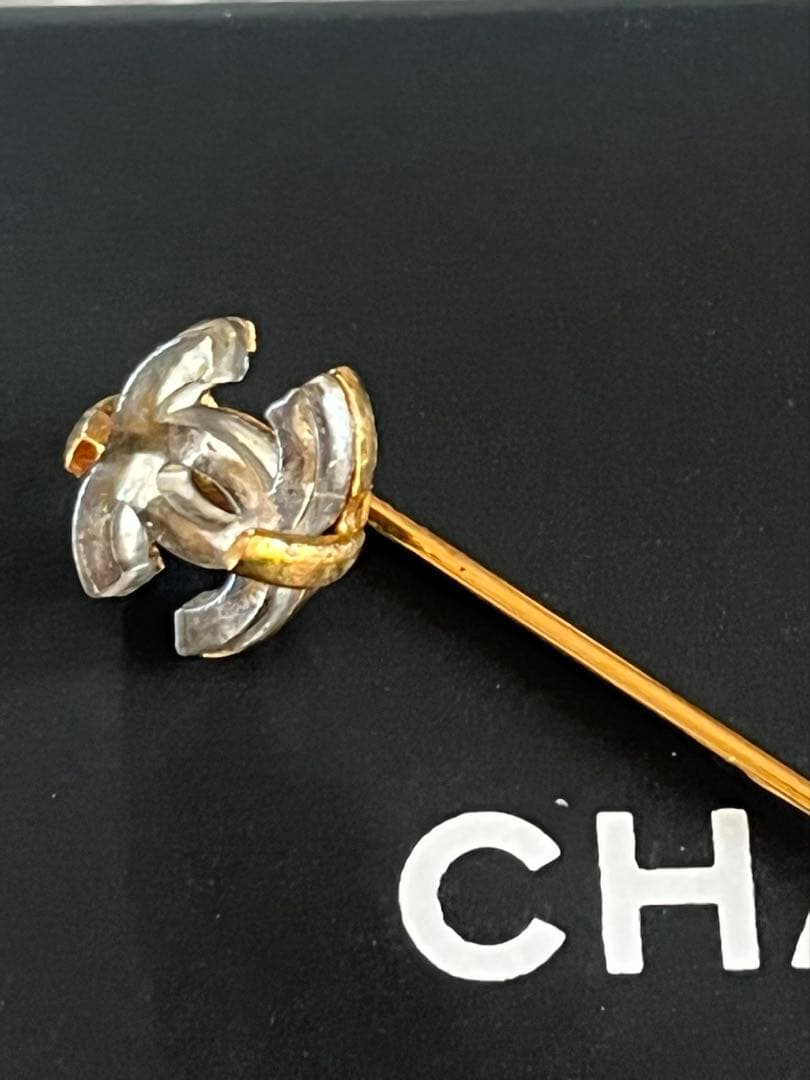 CHANEL シャネル　ピンブローチ　ココマーク　クリア　ビンテージ