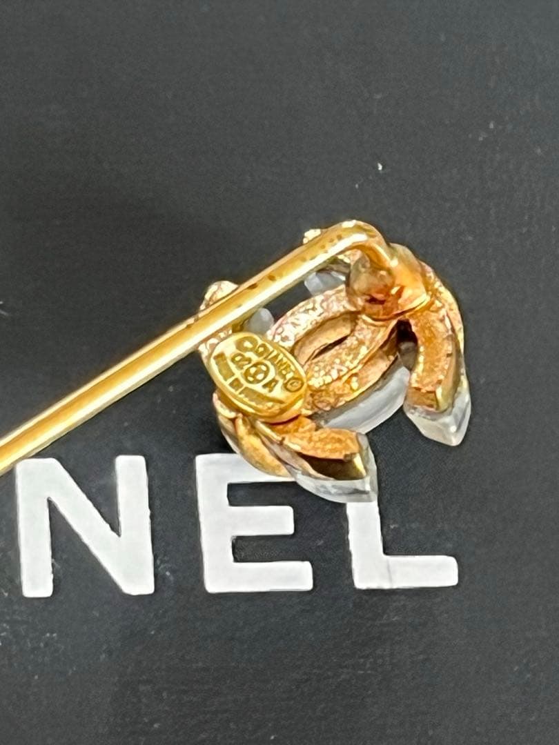 CHANEL シャネル　ピンブローチ　ココマーク　クリア　ビンテージ