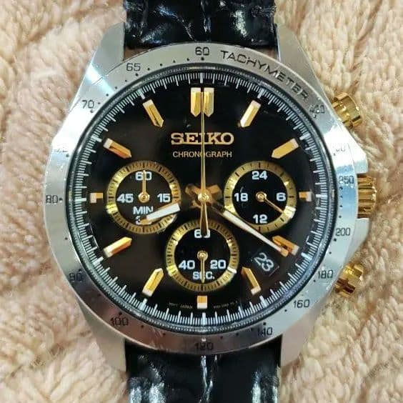 SEIKO SBTR015 8T63-00D0 クロノグラフ ブラック ゴールド