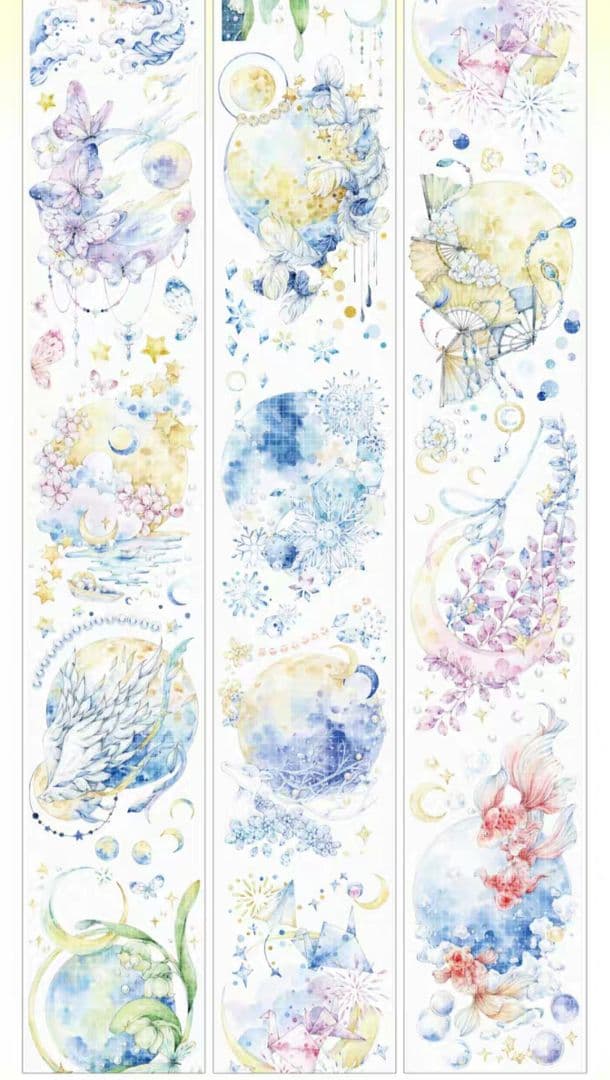 巻売 526★ 海外 マスキングテープ マステ PET 装飾 花 月 虹光