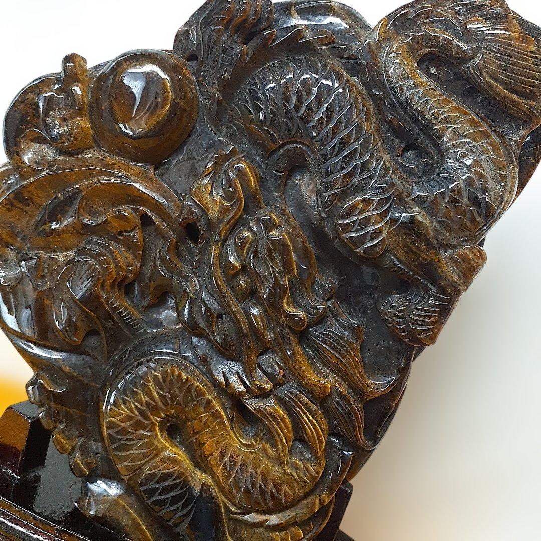 最終お値下げタイガーアイ龍神置物金運仕事運アップ