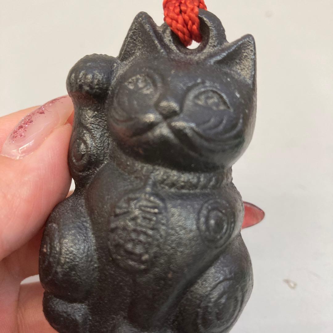 招き猫 まねきねこ 鉄器 鈴 福猫 福 来福 置物 オブジェ インテリア レトロ