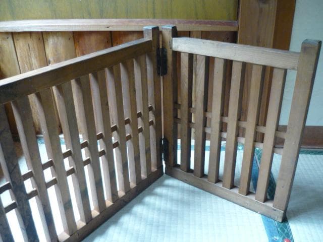 帳場格子　三つ折り　時代もの　木製　商店帳場　仕切り　商店帳場