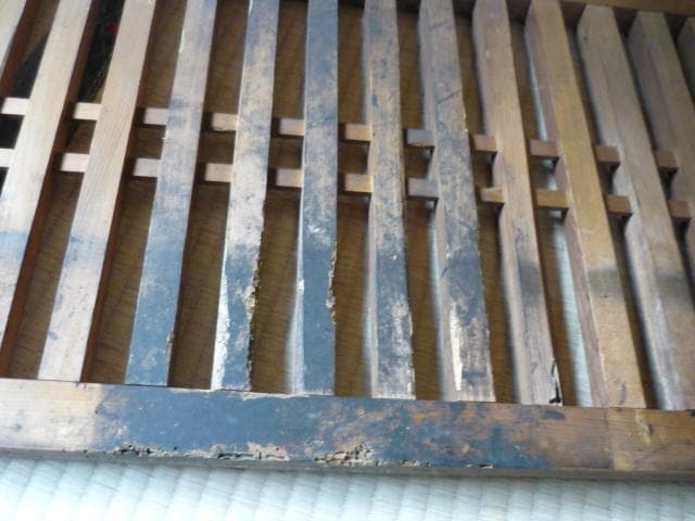 帳場格子　三つ折り　時代もの　木製　商店帳場　仕切り　商店帳場