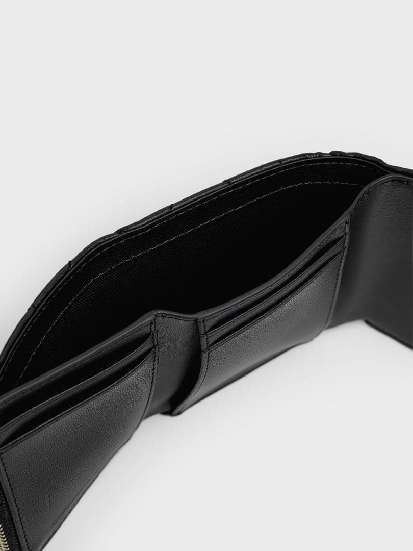 CHARLES & KEITH 三つ折財布 ブラック キルティング