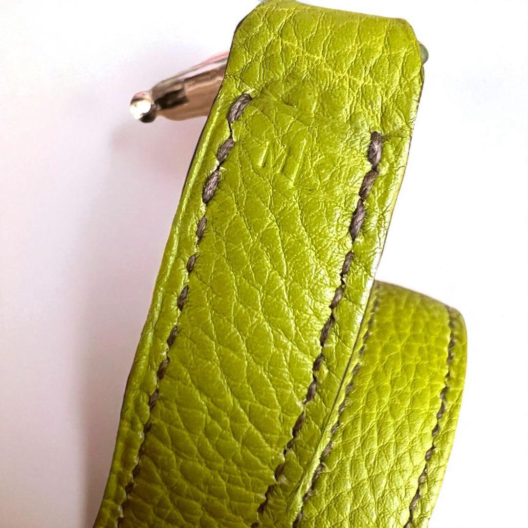 HERMES エルメス ケリー ドッグ リード グリーン 黄緑 革 犬 未使用