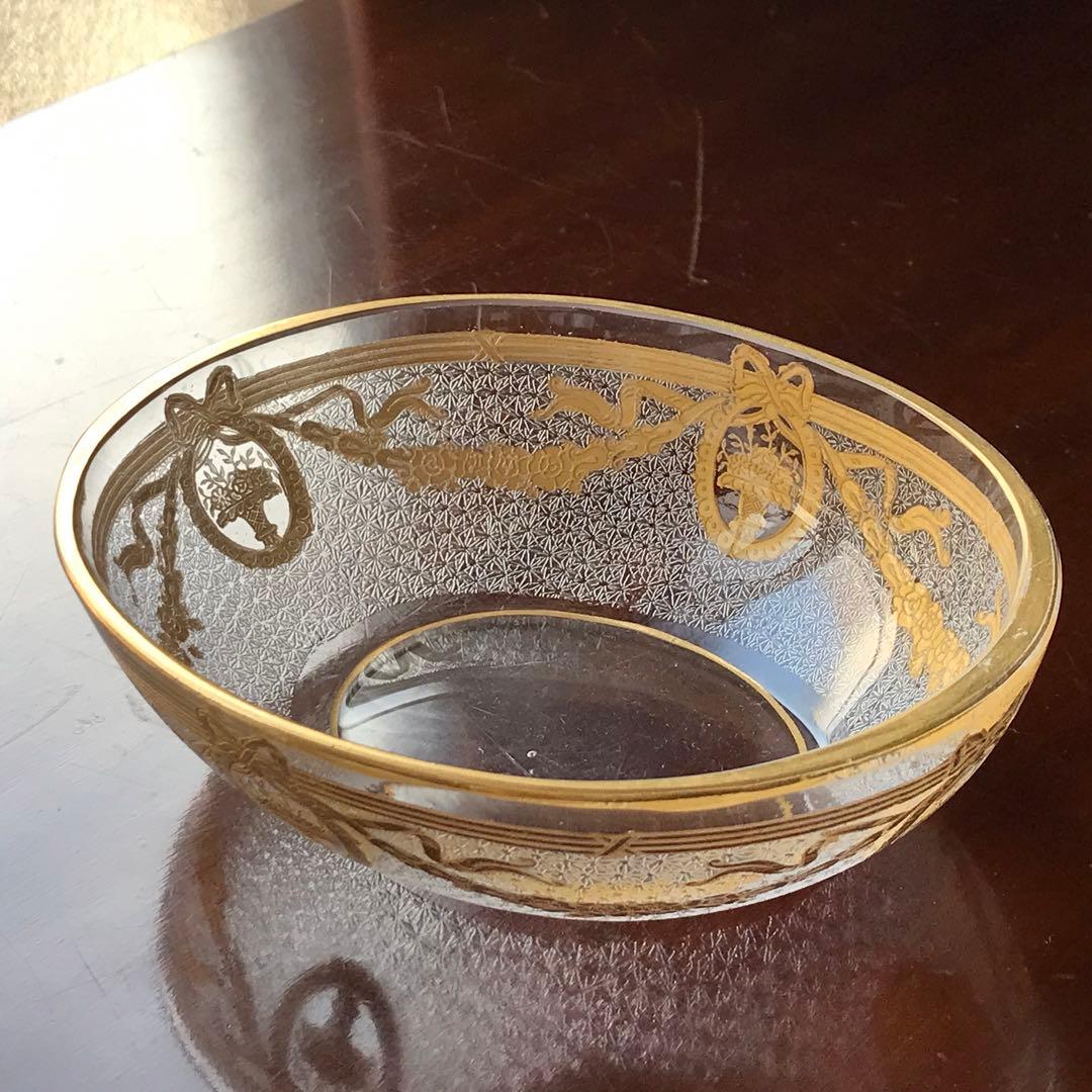 素敵な★オールドサンルイSt LouisサフォSaphoクリスタル石鹸入れ☆金彩