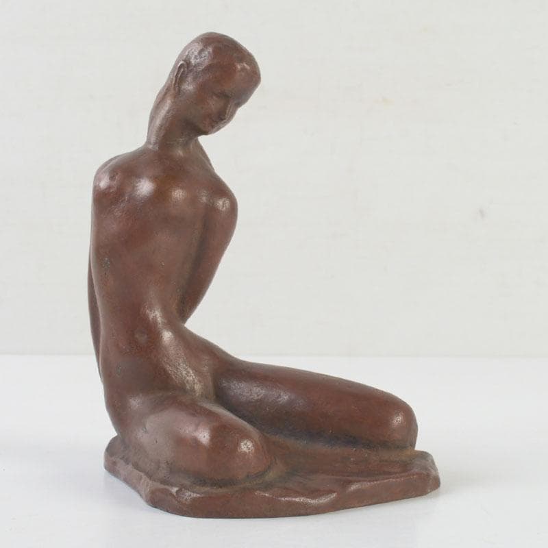 彫刻家　市之瀬廣太作　ブロンズ像　「波」　裸婦像　女性像　共箱　V　9625