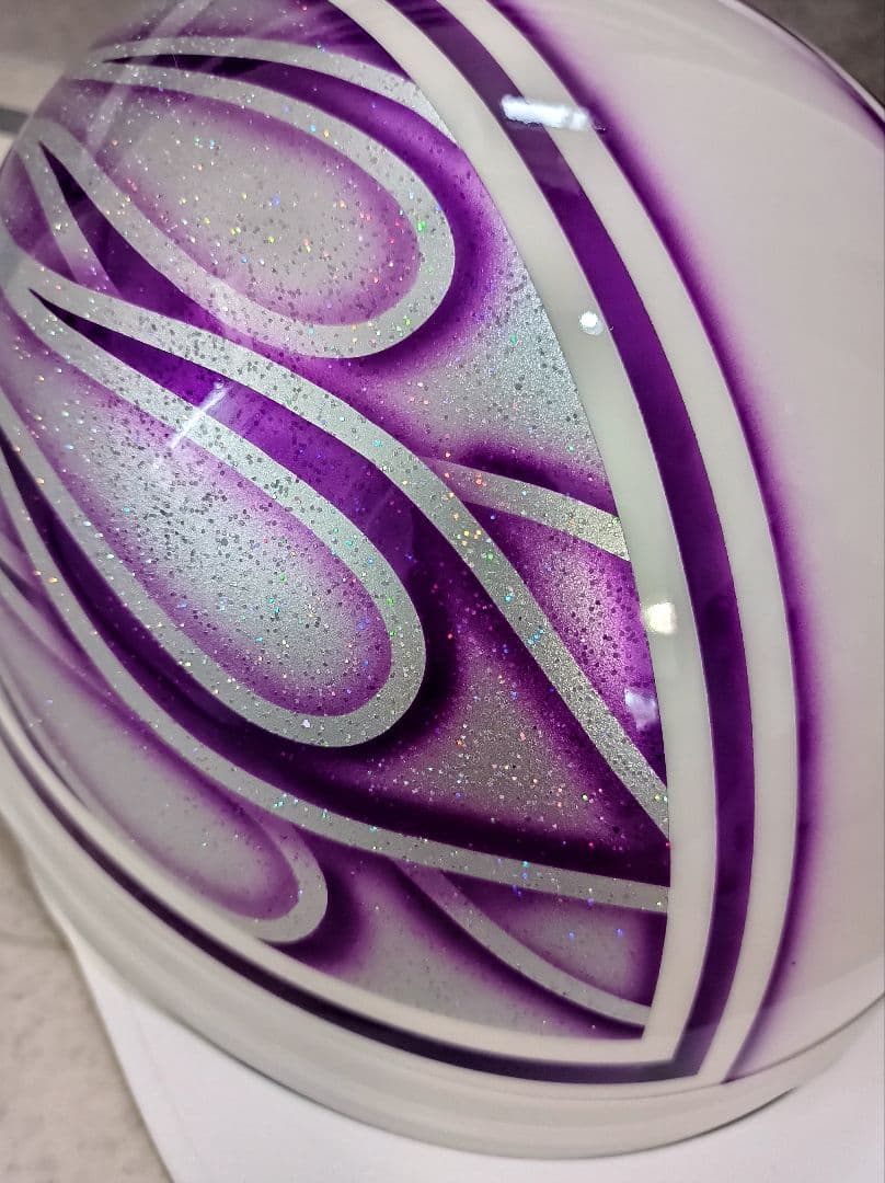 カスタムコルク半　白✘Candyパープルファイヤー　七色ラメ