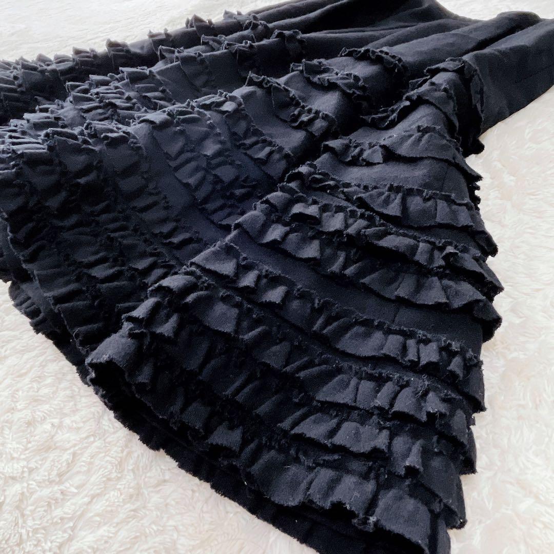 PINKHOUCE ピンクハウス ピコフリル フレアスカート 黒