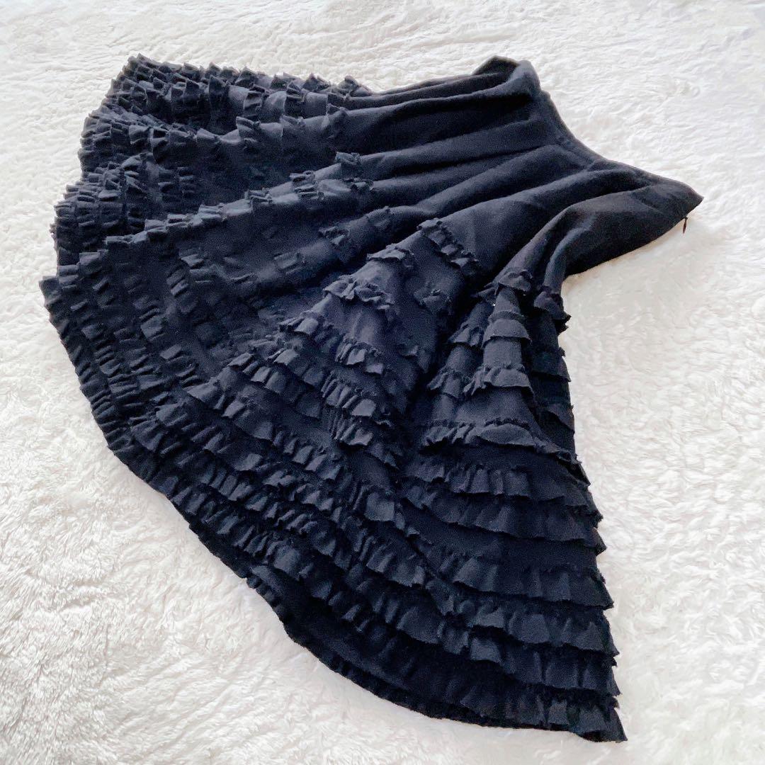 PINKHOUCE ピンクハウス ピコフリル フレアスカート 黒