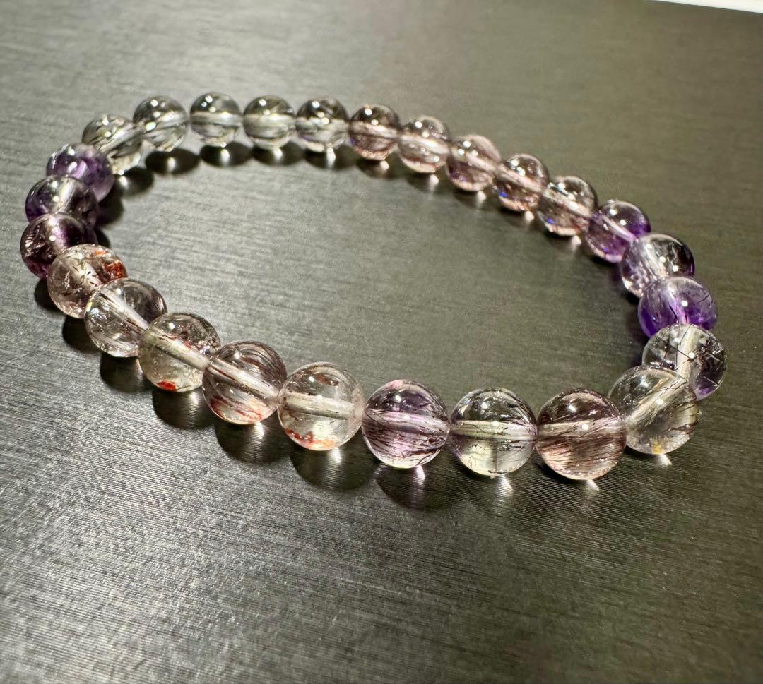 高品質 透明感◎ スーパーセブン 7mmアップ ブレスレット 天然石