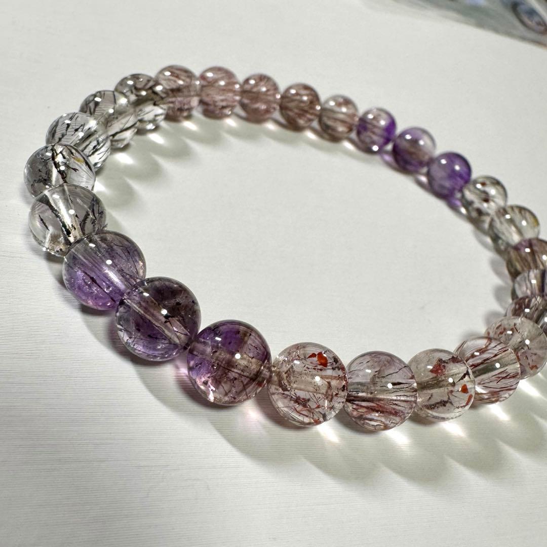 高品質 透明感◎ スーパーセブン 7mmアップ ブレスレット 天然石