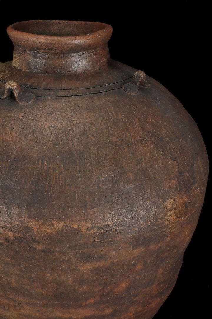 古伊賀 ビードロ自然釉 四耳大壺 47cm 壷 伊賀焼 時代物 古美術 骨董品