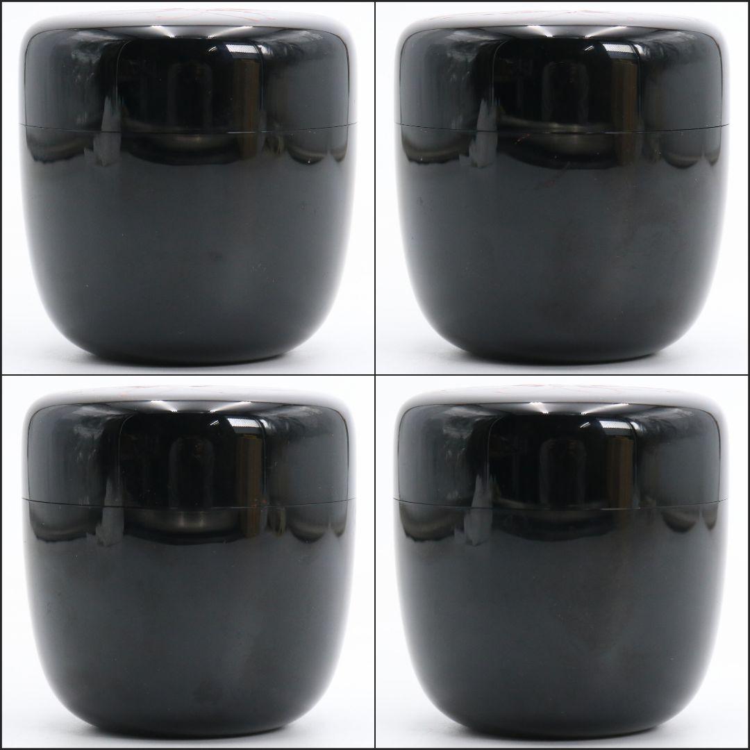 菊漆絵 黒大棗 内銀溜塗 堀内宗心(兼中斎)書付 在判 茶道具　M601　NT9