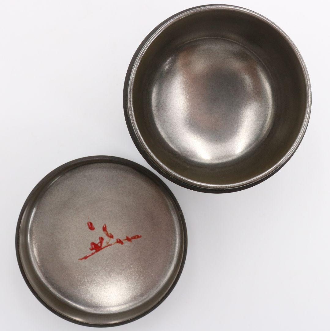 菊漆絵 黒大棗 内銀溜塗 堀内宗心(兼中斎)書付 在判 茶道具　M601　NT9