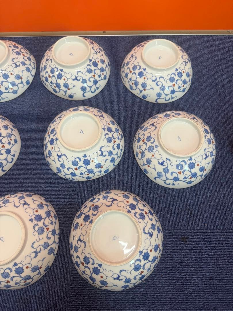 1699 深川製磁　花柄中鉢　8客　16cm 金彩