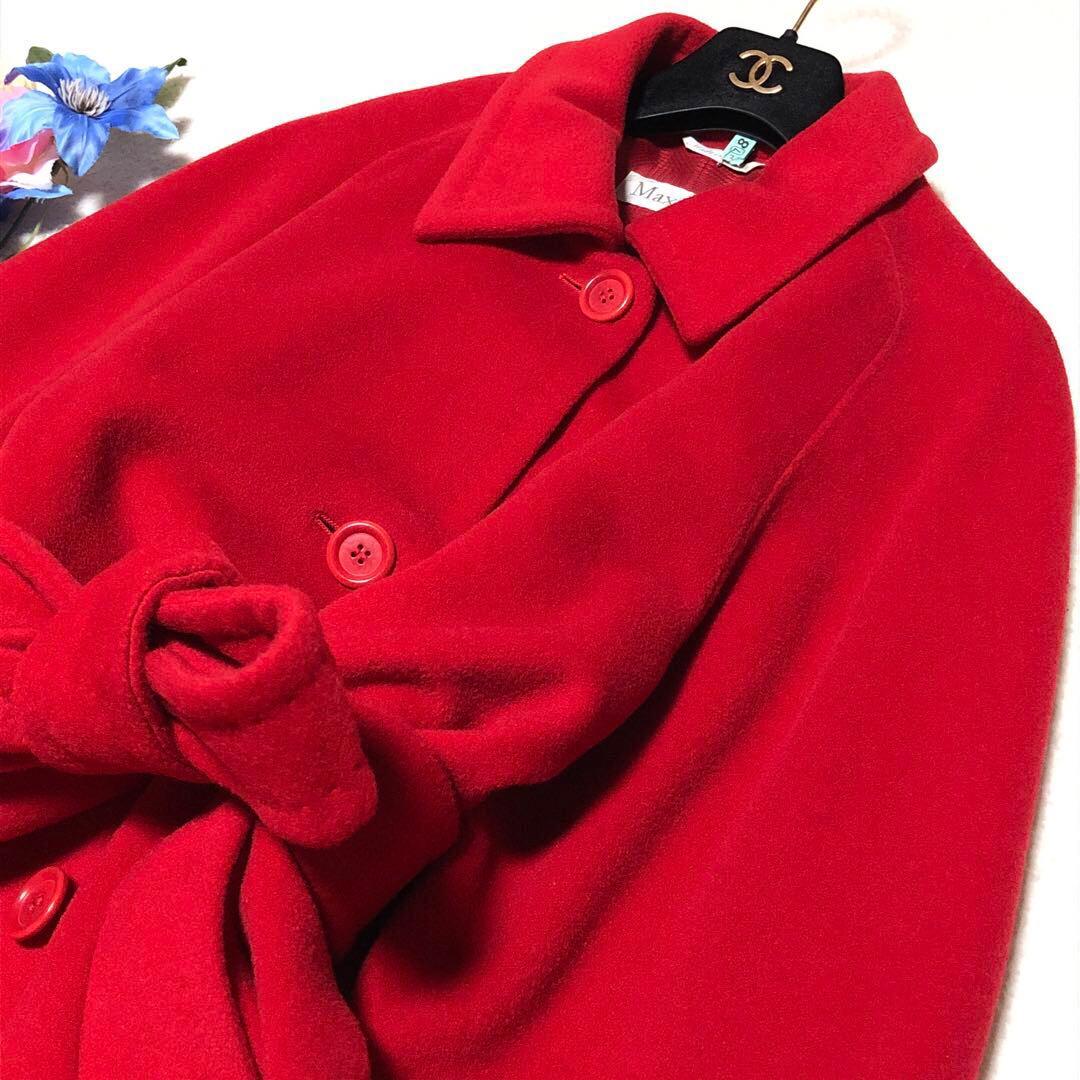 極美品　白タグ　マックスマーラ　チェスターコート　ヴァージンウール100%　赤