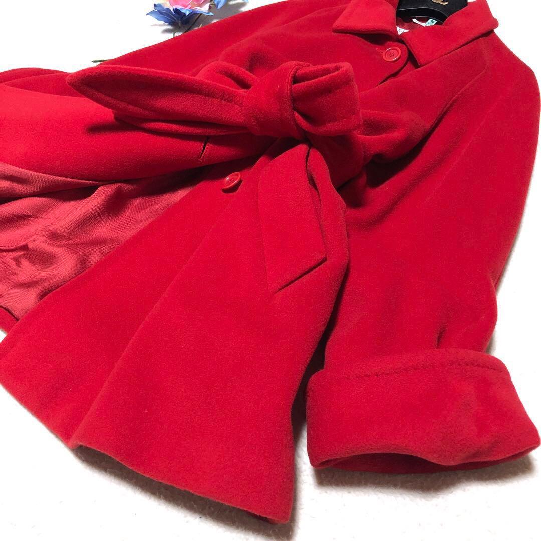 極美品　白タグ　マックスマーラ　チェスターコート　ヴァージンウール100%　赤