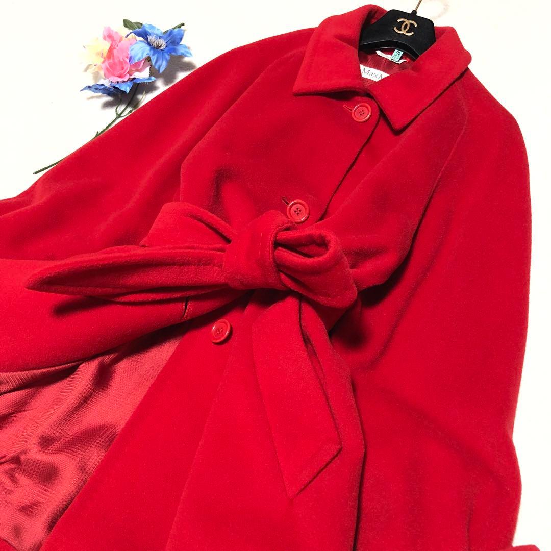 極美品　白タグ　マックスマーラ　チェスターコート　ヴァージンウール100%　赤