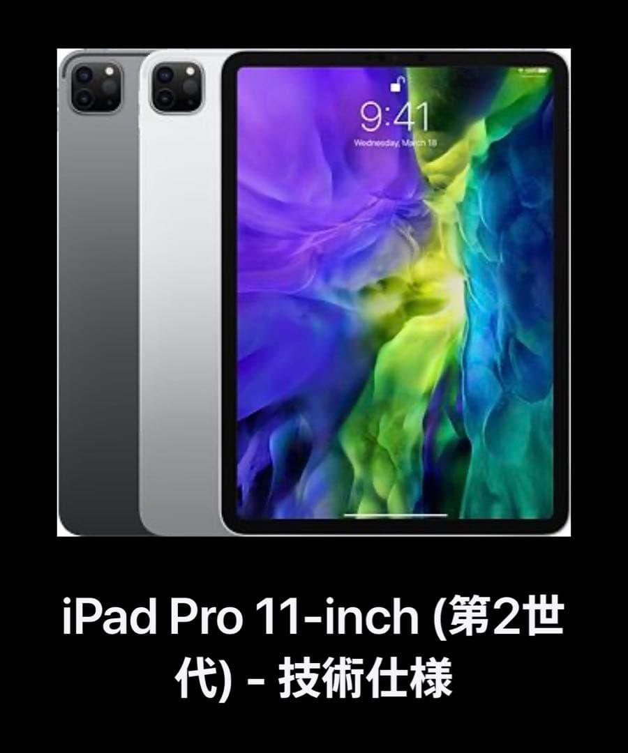 美品:iPad Pro 11-inch (第2世代)256GB ペンシル付き