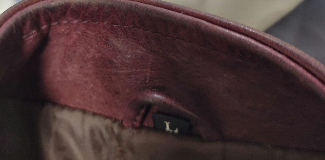 バーガンディ レザー シングルライダースジャケット　ホースハイド