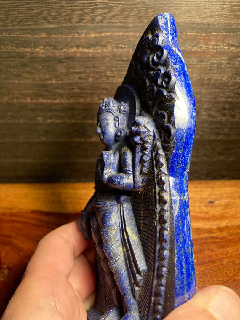 ラピスラズリ チベット密教 仏像 彫刻 天然石 一点物 252g