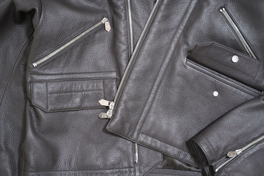 HERMÈS エルメス レザーブルゾン 48 ディアスキン ジャケット ブラウン