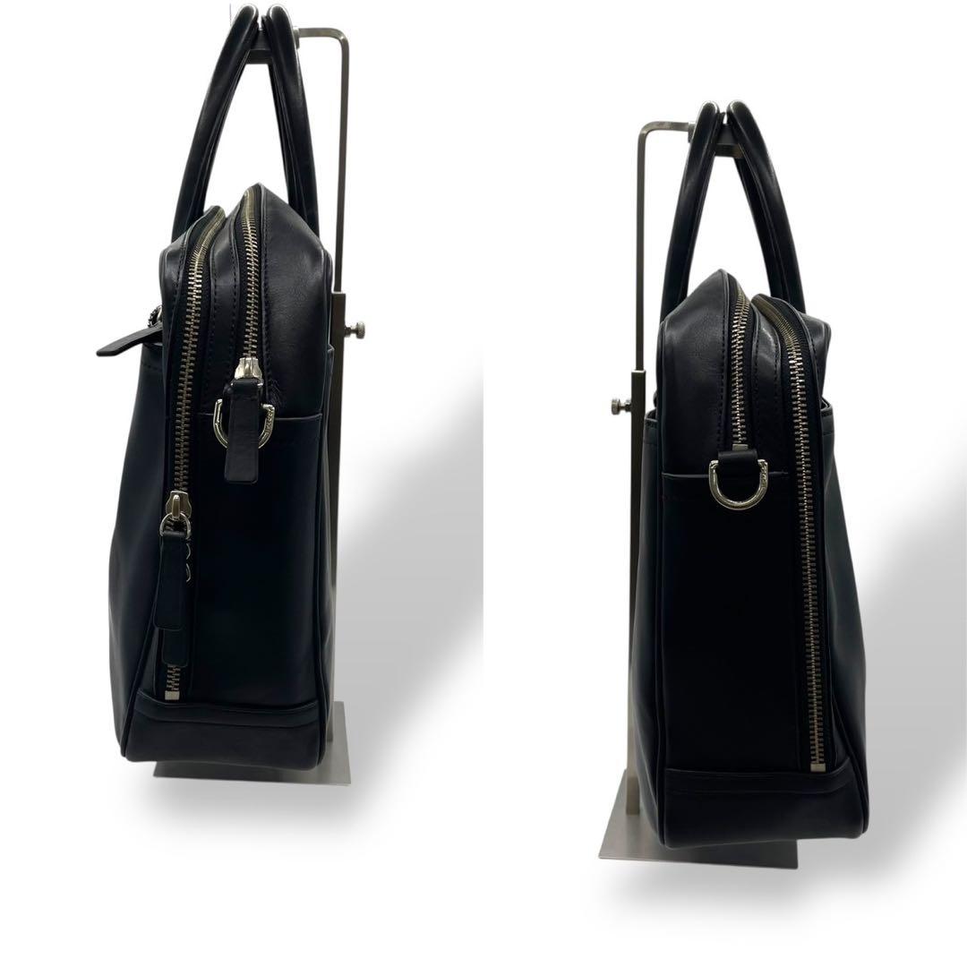 極美品　コーチ　2way ビジネスバッグ　ショルダー　2層　オールレザー　黒